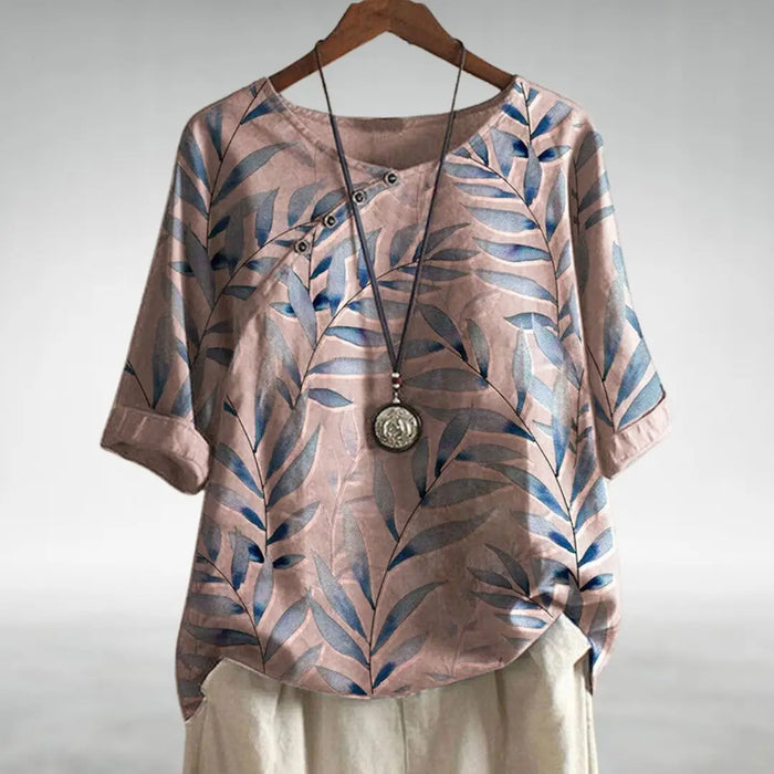 Women’s printed cotton blouse with relaxed fit, 3/4 sleeves, perfect for summer, by LondonLaneStore.