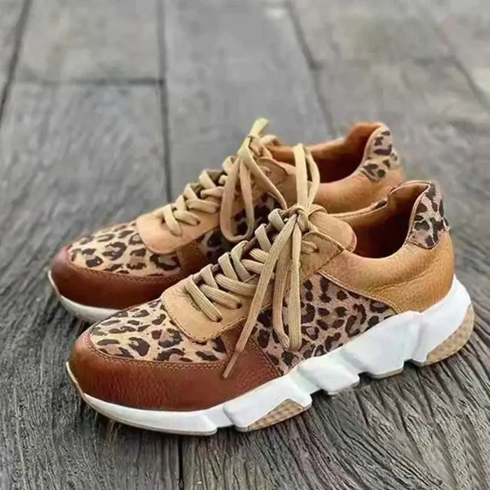 Women's PU leopard print sneakers by LondonLaneStore, stylish and comfortable orthopedic spring shoes for casual wear.