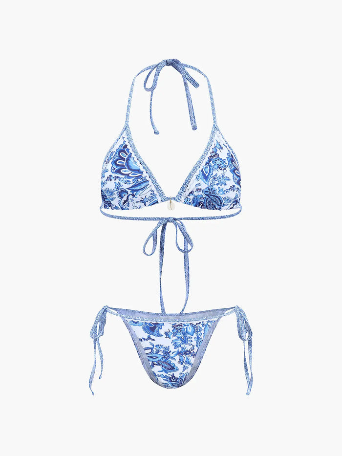 Women’s quick-drying jersey halter bikini set with high-waisted design, stylish summer swimwear for women.