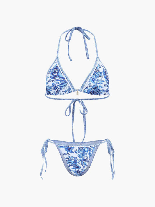 Women’s quick-drying jersey halter bikini set with high-waisted design, stylish summer swimwear for women.