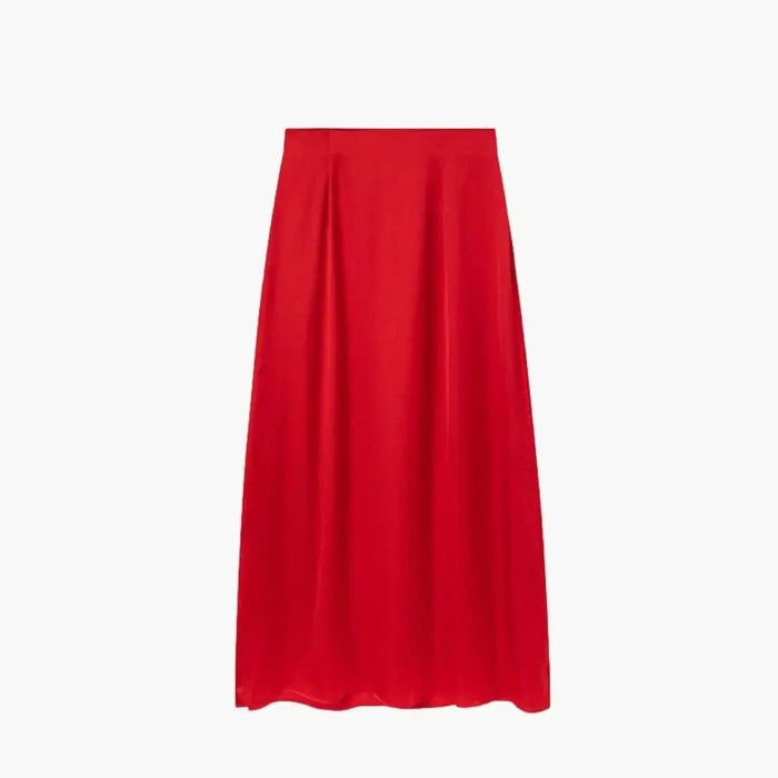 Elegant women’s satin maxi skirt by LondonLaneStore, high-waisted and floor-length, showcased in a flowing, sophisticated design.