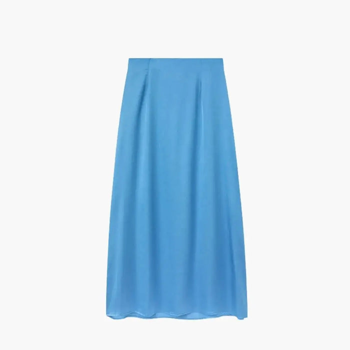 Women’s satin maxi skirt from LondonLaneStore, high-waisted and floor-length, showcasing smooth fabric and elegant drape.