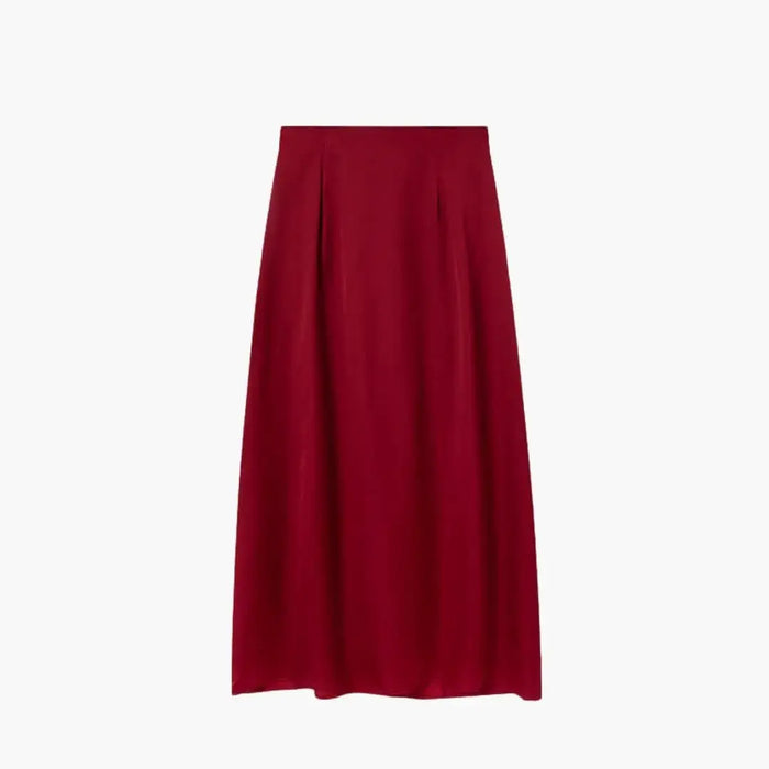 Elegant high-waisted satin maxi skirt for women with a floor-length design, perfect for sophisticated evening wear.