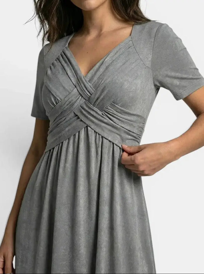 Women's soft A-line midi dress with tummy control, elegant cocktail wear in a stylish design by LondonLaneStore.