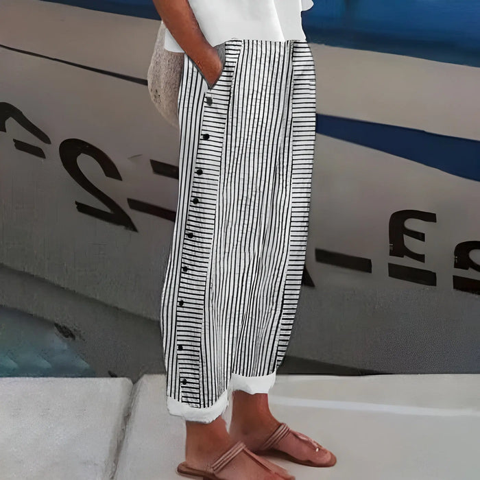 Women’s soft fabric straight-leg pants by LondonLaneStore, relaxed fit with side pockets, perfect for everyday comfort.