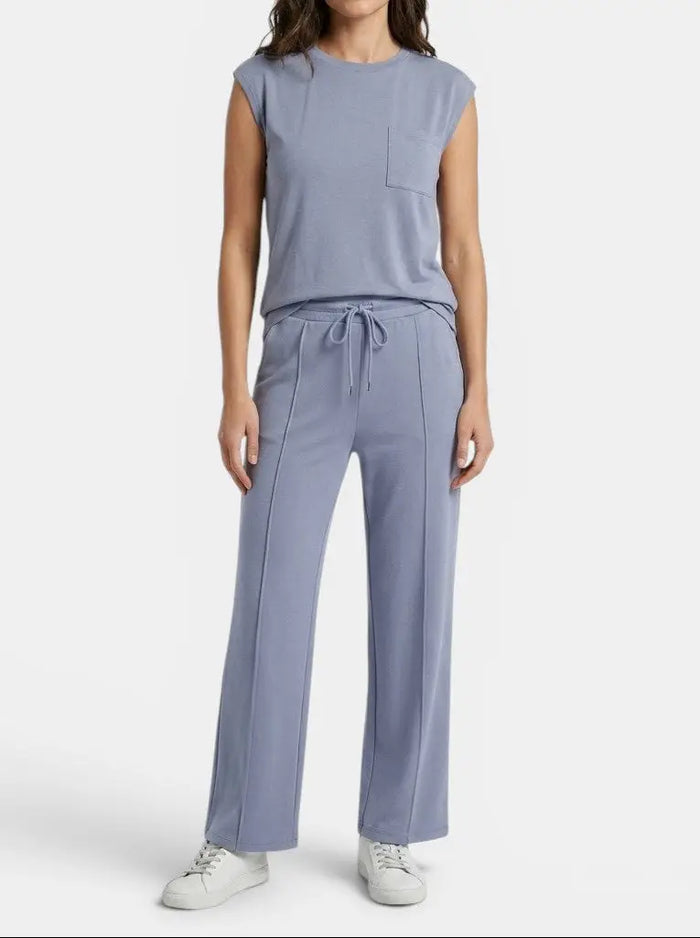 Women’s soft fabric two-piece co-ord set by LondonLaneStore, featuring a relaxed fit summer outfit with comfortable fabric and stylish design.