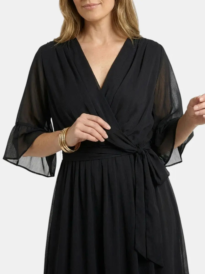 Women's soft fabric V-neck dress from LondonLaneStore, elegant evening gown with a flattering fit and flowing silhouette.