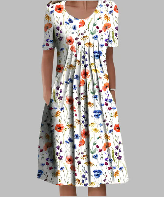 Women’s soft polyester midi dress by LondonLaneStore featuring an elegant, flowy design for summer wear.