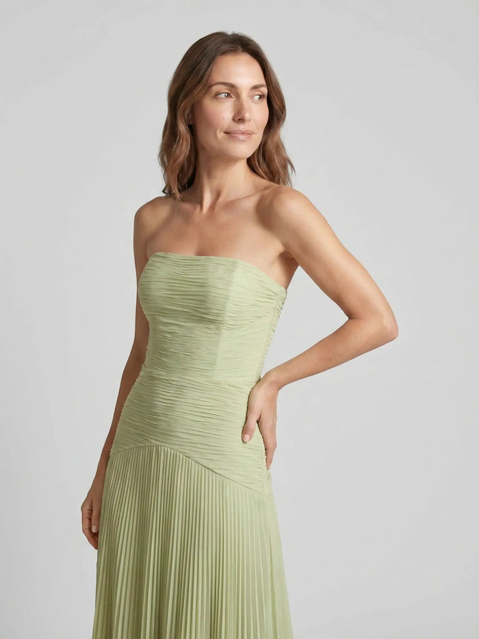 Women's Soft Pleated Maxi Dress | Elegant Flowing Green Summer Gown LondonLaneStore