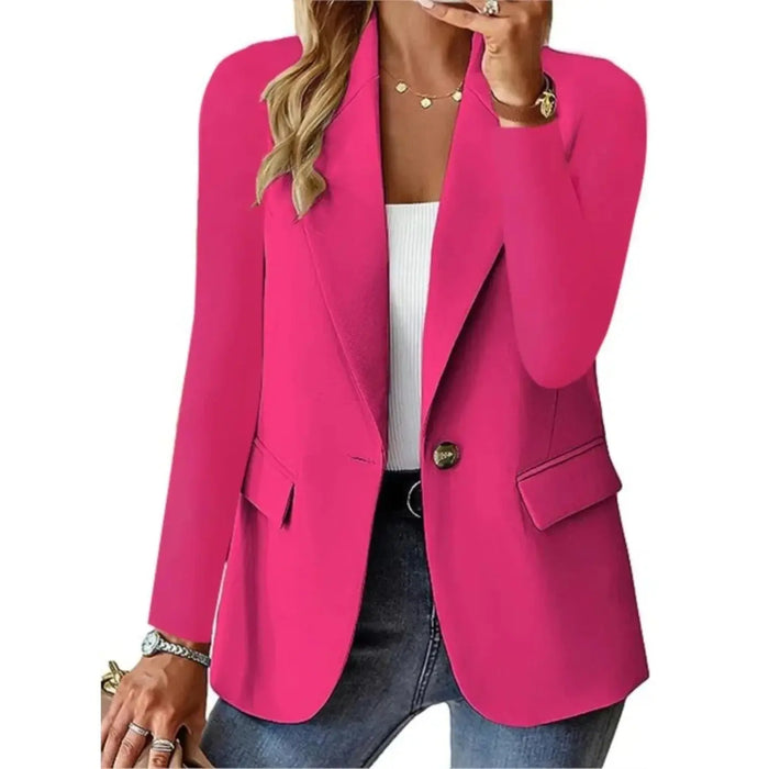 Women's softly structured black blazer by LondonLaneStore, tailored jacket with clean lines, perfect for professional or casual wear.