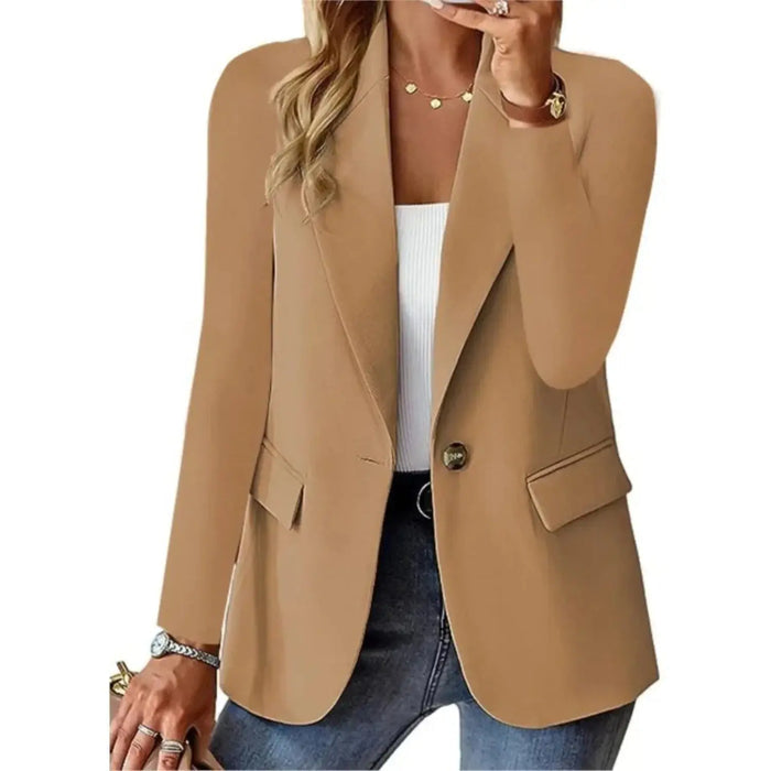 Women’s softly structured black blazer from LondonLaneStore, modern tailored jacket suitable for all occasions, styled with a lapel collar.