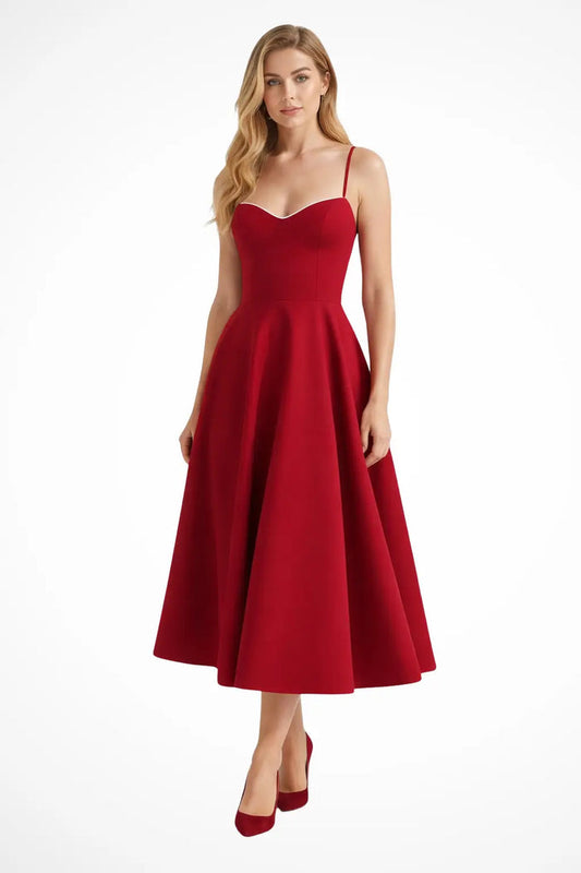 Women’s structured corset midi dress with flared silhouette, elegant formal gown, perfect for special occasions and evening events.
