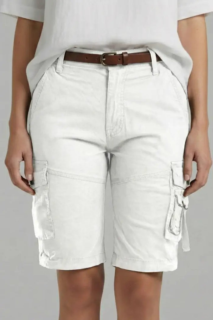 Women’s structured cotton cargo shorts with a relaxed fit, featuring multiple pockets and a modern summer style by LondonLaneStore.
