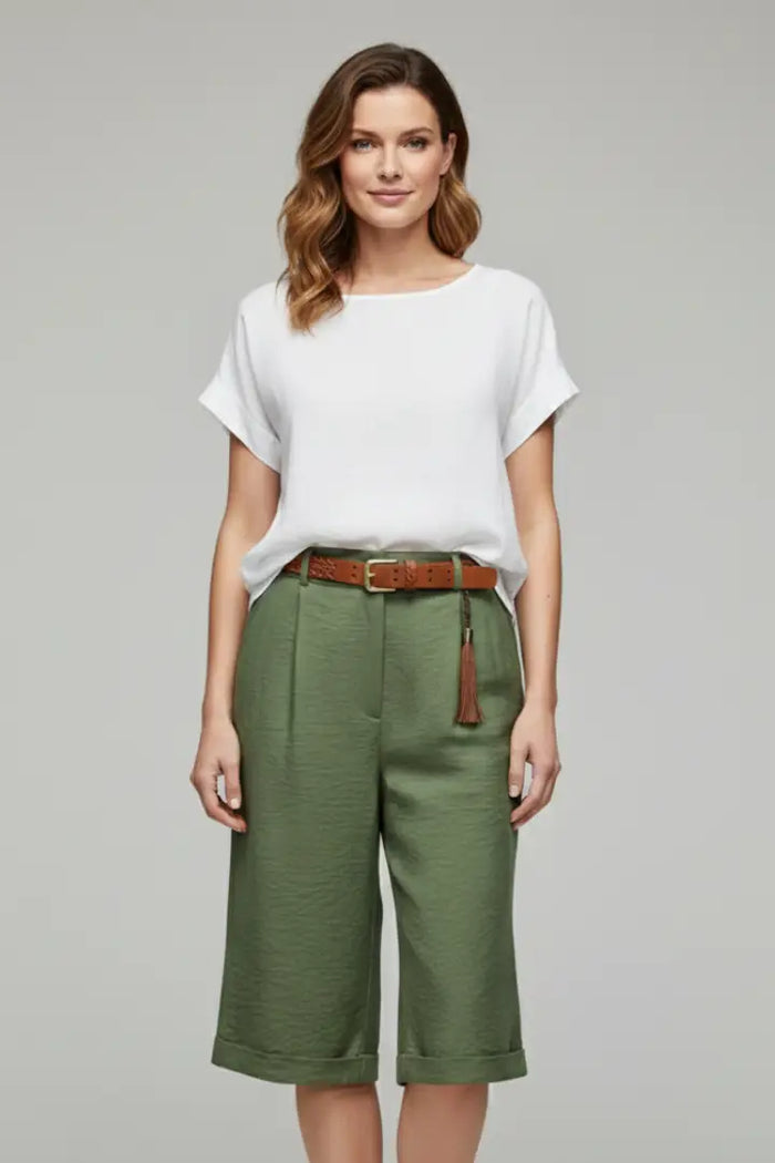 Stylish women's high-waist cotton shorts with a tailored fit, perfect for casual summer wear, by LondonLaneStore.