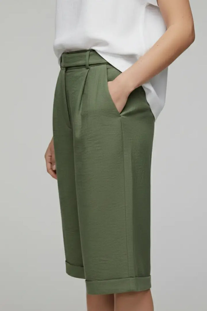 Women's high-waist cotton shorts by LondonLaneStore featuring a tailored, structured fit perfect for casual summer wear.