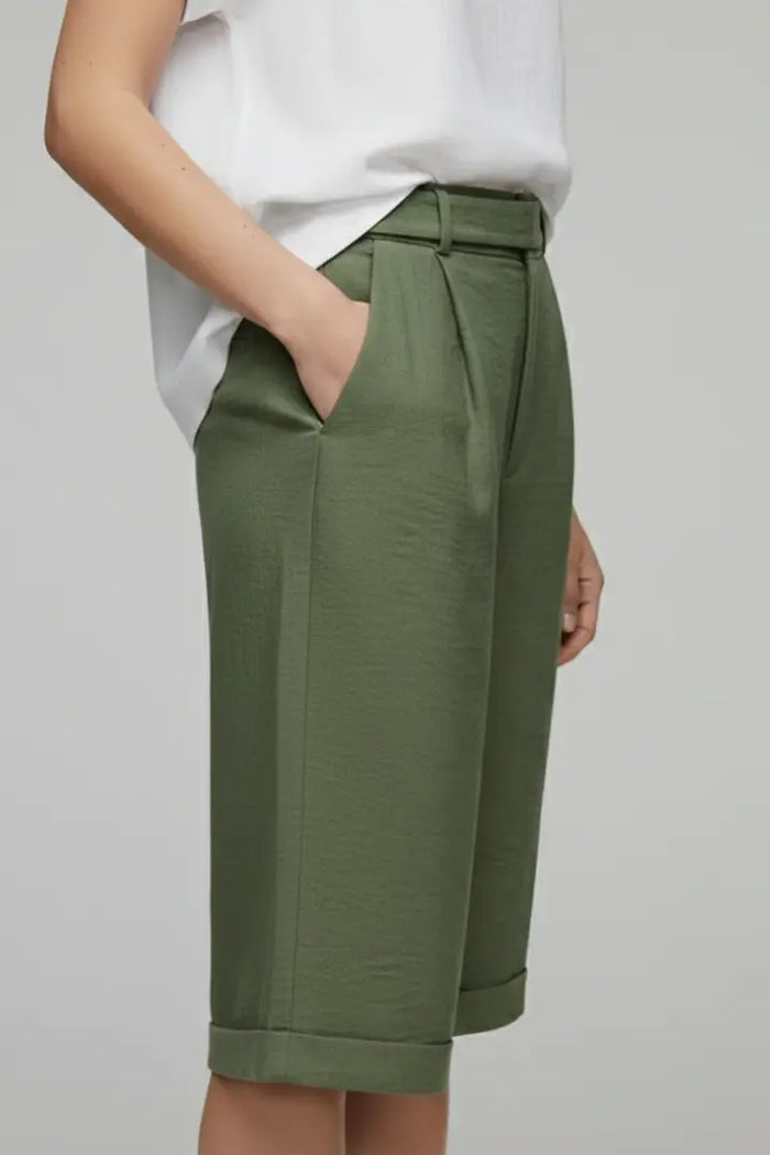 Women's high-waist cotton tailored shorts by LondonLaneStore, stylish casual summer shorts with structured fit and clean design.