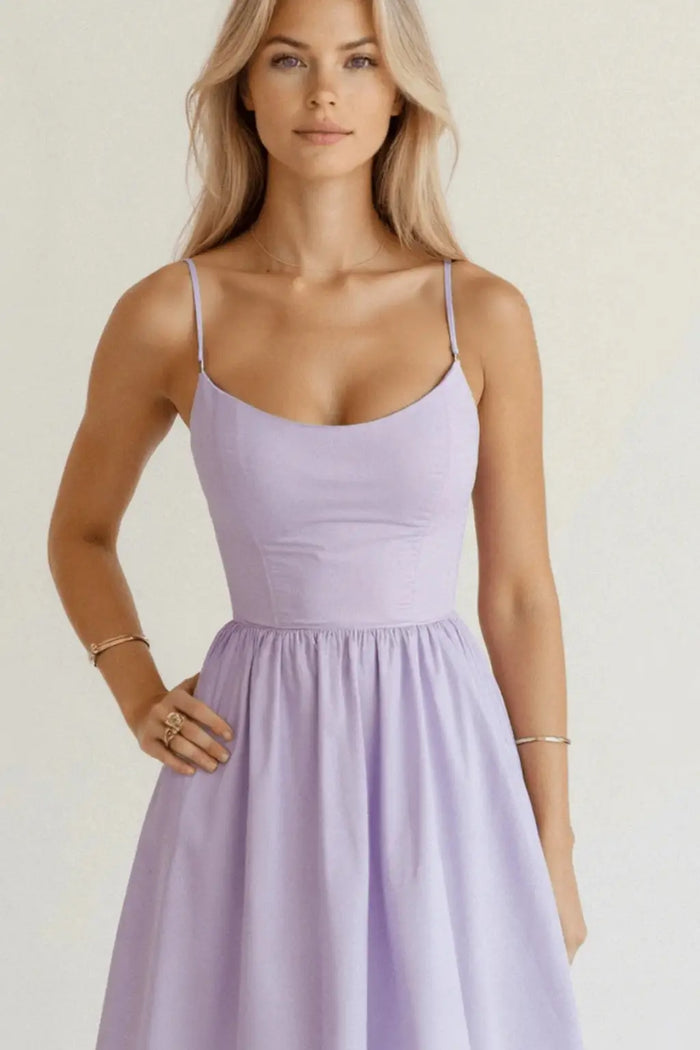 Elegant women's structured midi dress by LondonLaneStore featuring an A-line silhouette, perfect for wedding guest attire.