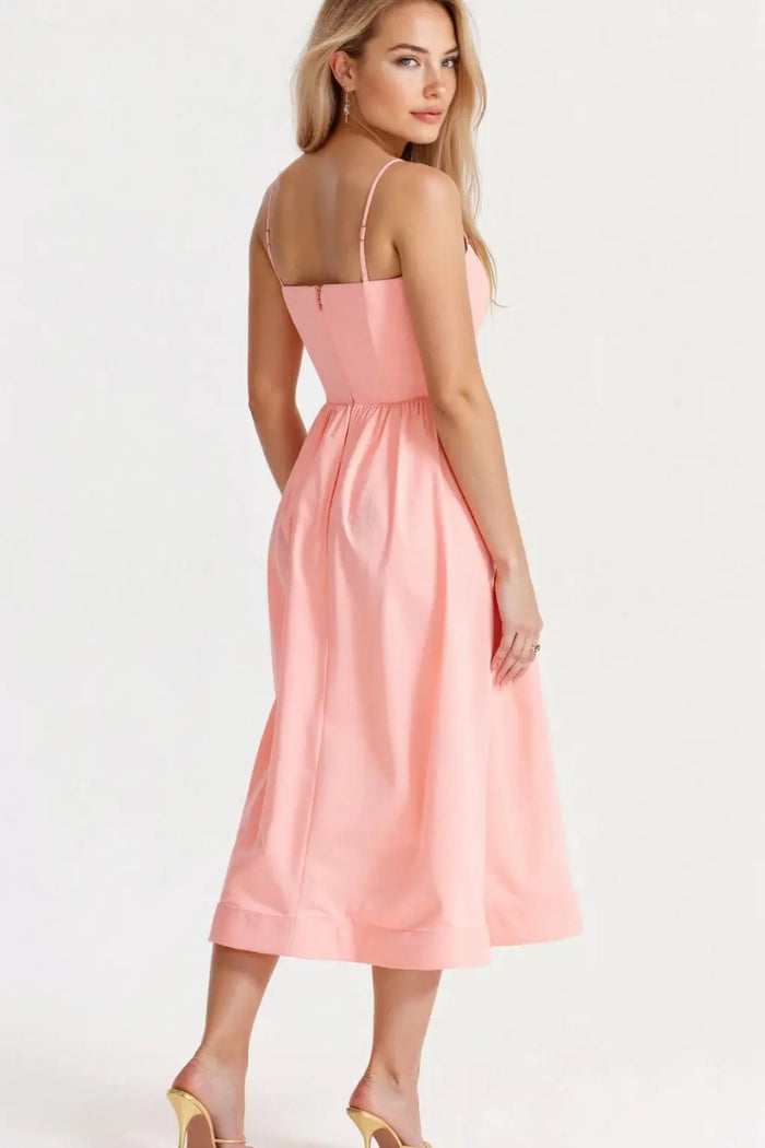 Women's structured midi dress by LondonLaneStore featuring an A-line silhouette, perfect for wedding guest attire.