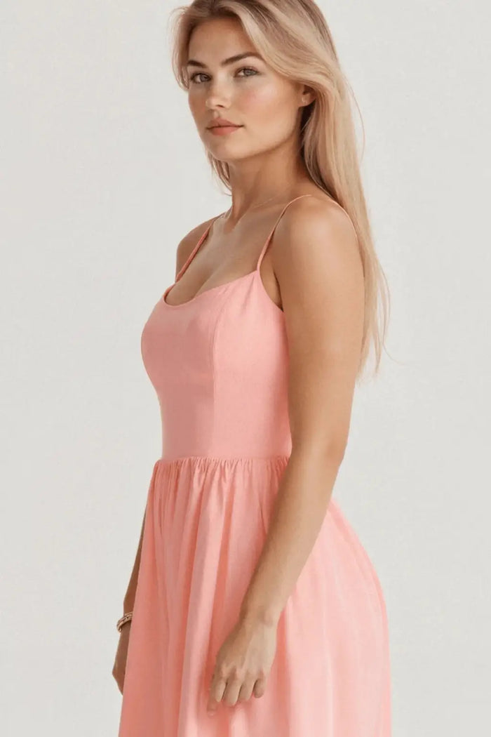 Elegant women's structured midi dress by LondonLaneStore featuring an A-line silhouette, perfect for wedding guest attire.