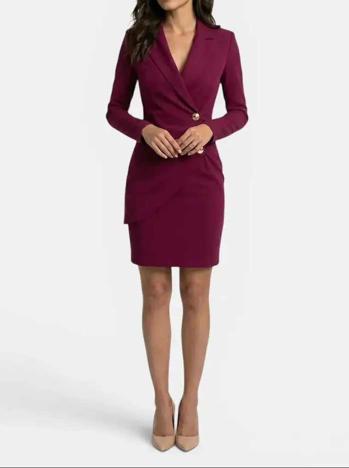 Women’s structured midi dress by LondonLaneStore featuring long sleeves and elegant design, ideal for office or formal wear.