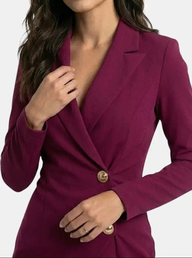 Women's structured midi dress with long sleeves, elegant design, suitable for office or formal occasions, by LondonLaneStore.