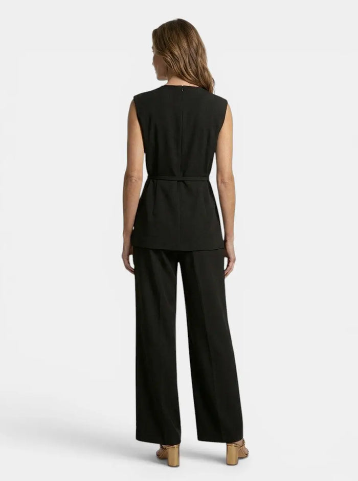 Women's structured two-piece set by LondonLaneStore featuring a tailored sleeveless top and wide-leg trousers in polyester.
