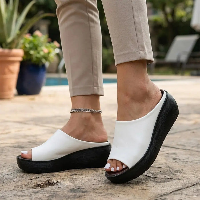 Women's synthetic cushioned slide sandals by LondonLaneStore, featuring elegant design and comfortable summer footwear for women.
