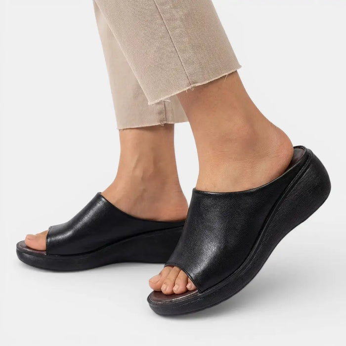 Women's synthetic cushioned slide sandals by LondonLaneStore, featuring comfortable orthopedic design for summer wear.