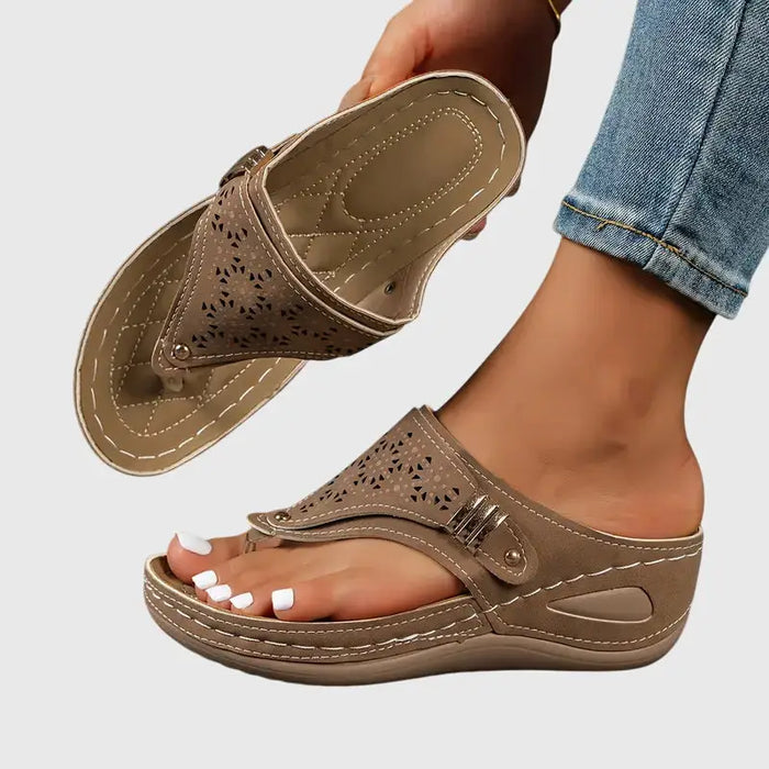 Women's synthetic orthopedic sandals by LondonLaneStore, comfortable slip-on wedge footwear with supportive design.
