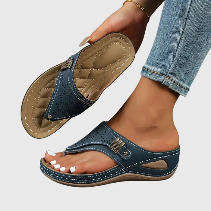 Women's synthetic orthopedic sandals by LondonLaneStore featuring slip-on wedge design and cushioned footbed for all-day comfort.