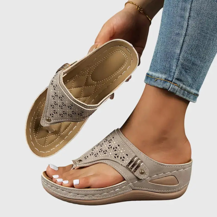 Women’s synthetic orthopedic sandals from LondonLaneStore featuring slip-on wedge design for comfortable, supportive footwear.