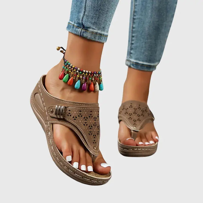 Women’s synthetic orthopedic sandals by LondonLaneStore featuring slip-on design and wedge heel for comfortable foot support.