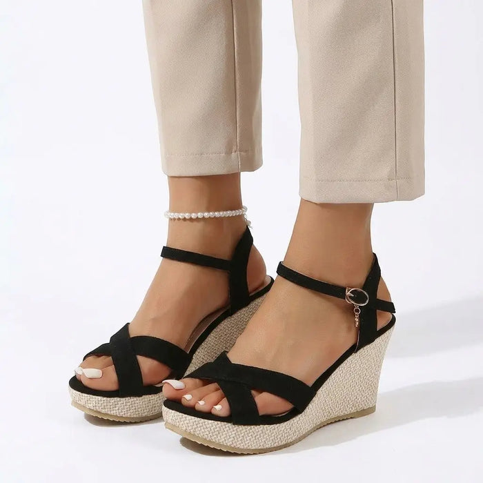 Women's synthetic wedge sandals by LondonLaneStore featuring elegant design and comfortable orthopedic summer footwear.