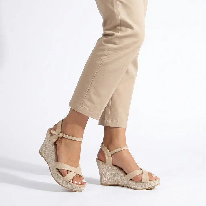 Women's synthetic wedge sandals by LondonLaneStore, stylish orthopedic summer sandals with comfortable wedge heel and elegant design.