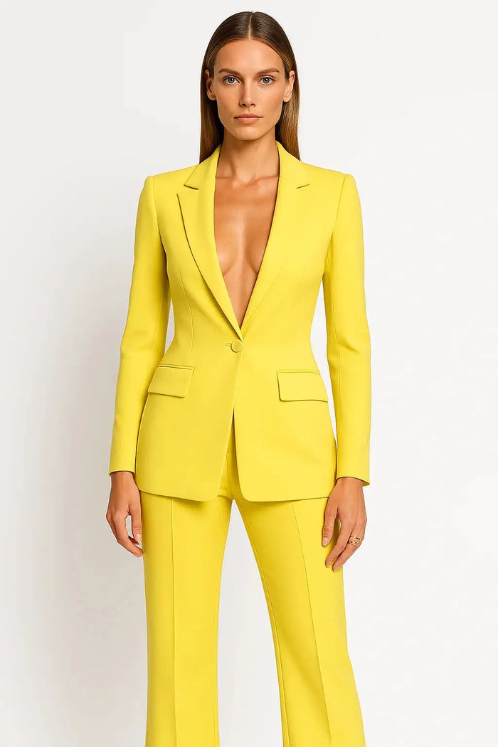 Women's tailored blazer and wide-leg trousers set by LondonLaneStore, featuring a structured blazer and professional trousers.