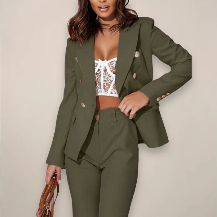 Women's tailored polyester blazer and matching pants set, structured and elegant, from LondonLaneStore's women's suits collection.