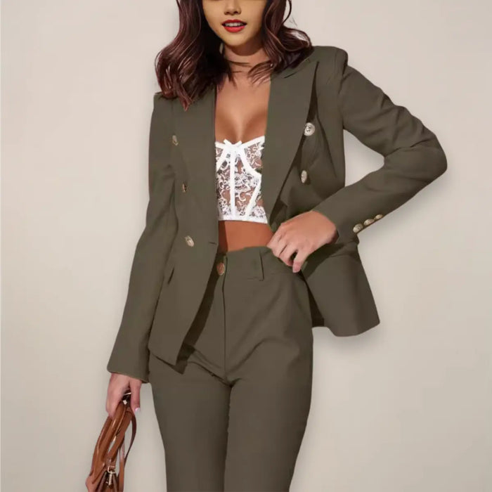Women’s tailored blazer suit and matching pants set by LondonLaneStore, stylish two-piece outfit for all seasons.