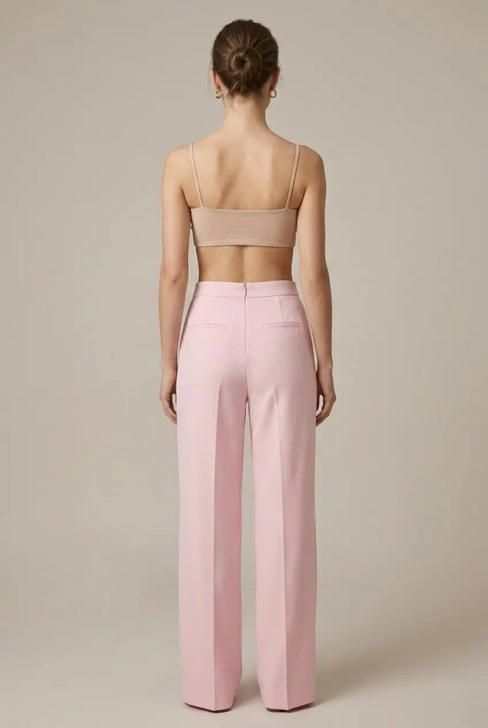 Women's tailored blazer with feather cuffs and straight-leg trousers, stylish all-season suit from LondonLaneStore.