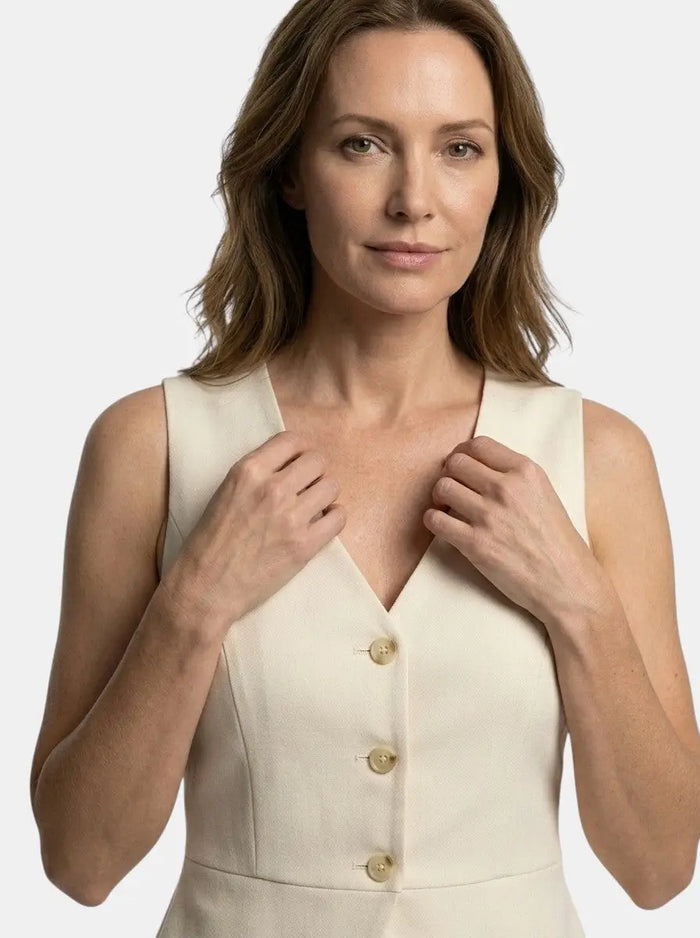 Women's tailored viscose wide-leg trouser and elegant V-neck waistcoat set, stylish women's set by LondonLaneStore.
