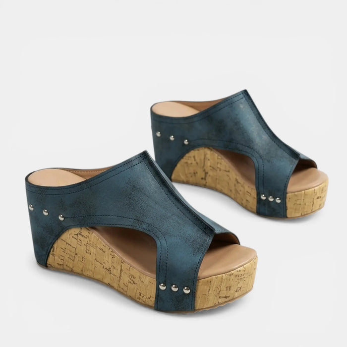 Women's textured open toe platform wedge sandals by LondonLaneStore, stylish casual summer shoes with a comfortable wedge heel.