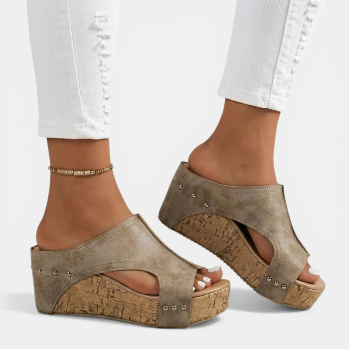 Women’s textured open toe platform wedge sandals with casual style, perfect for summer, by LondonLaneStore.