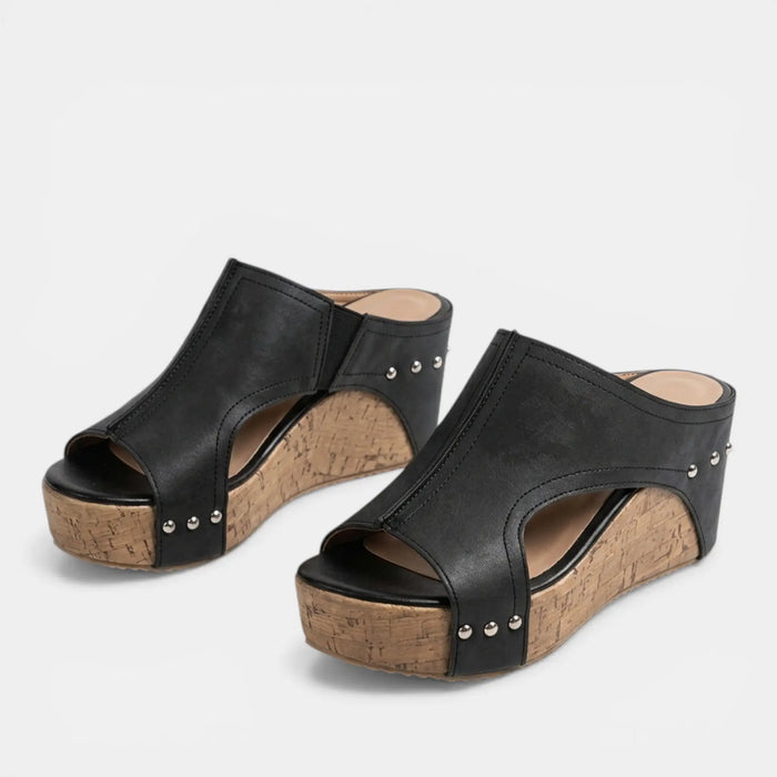 Women’s textured open toe platform wedge sandals by LondonLaneStore, stylish casual summer shoes with a textured finish.
