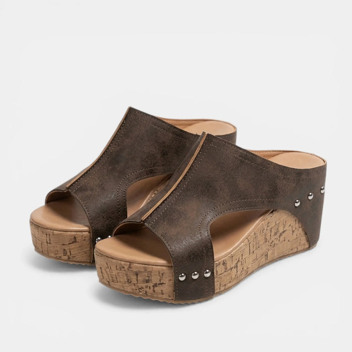 Women’s textured open toe platform wedge sandals by LondonLaneStore, featuring a casual summer style with a textured finish and open toe design.