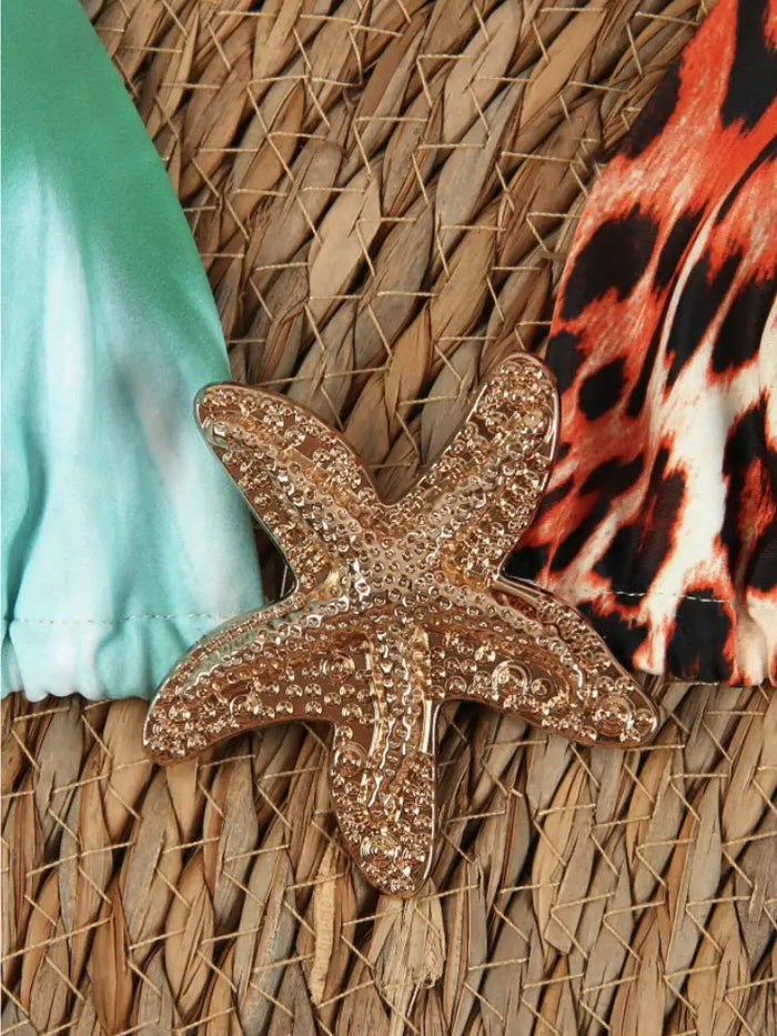 Women’s tropical floral 3-piece bikini set with adjustable swimwear and mesh skirt, stylish beach outfit, by LondonLaneStore.