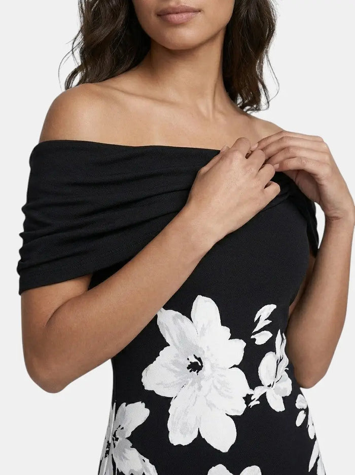 Women's unique print midi dress by LondonLaneStore, elegant soft breathable summer dress with floral pattern and flowing fabric.