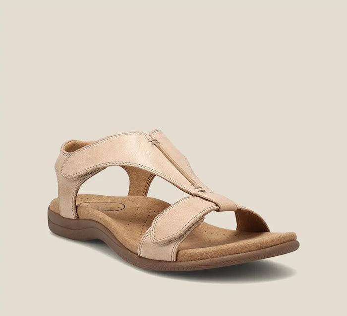 Women's vegan leather sandals with T-strap design, featuring comfortable summer footwear from LondonLaneStore.