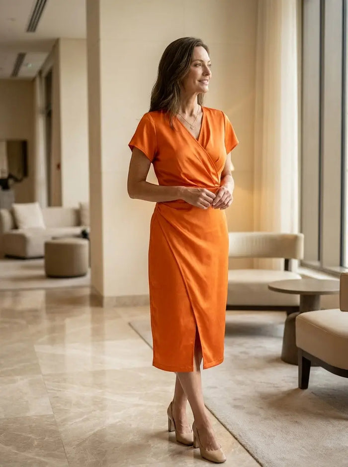 Vibrant cotton maxi dress for women, flowing wrap style summer gown with bright colors and lightweight fabric, perfect for warm weather.