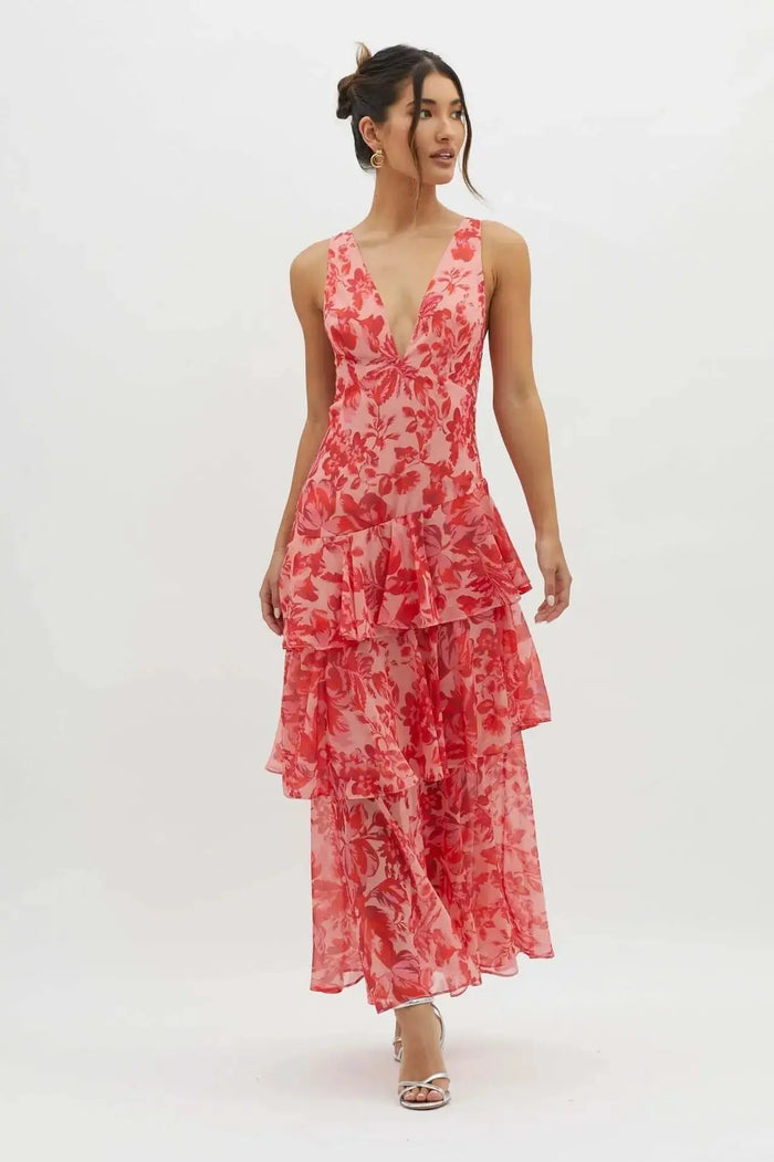 Women’s viscose maxi dress by LondonLaneStore featuring a flowing, tiered design perfect for summer, with graceful movement.
