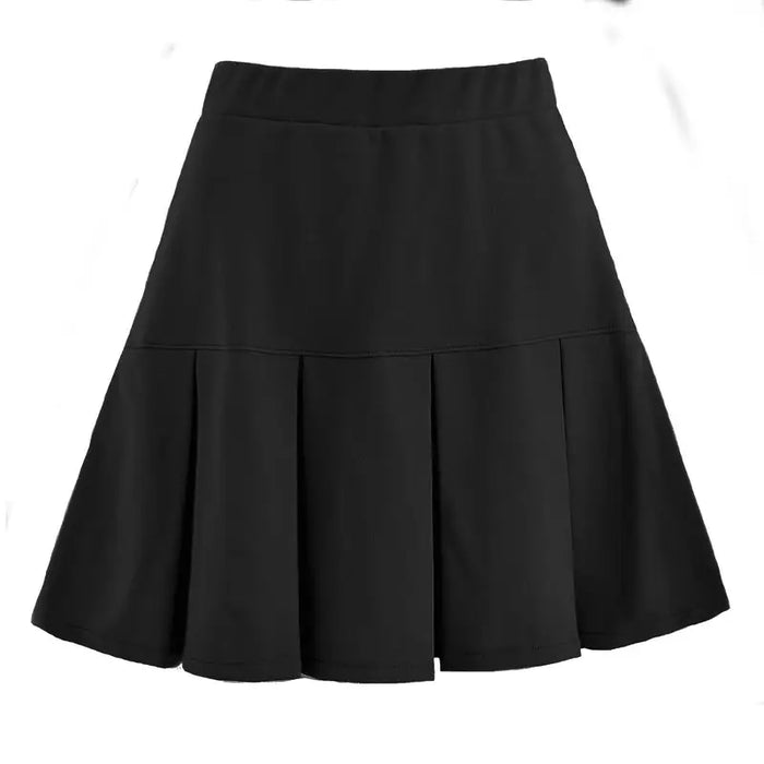 Women's woven midi skirt with elegant pleated design and flowing silhouette, stylishly worn by a model.