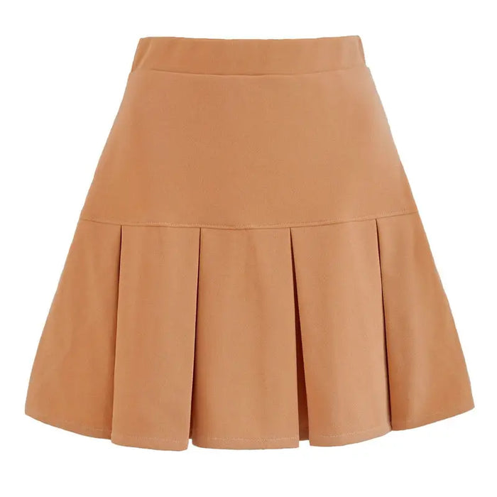 Women's woven midi skirt with elegant pleated design and flowing silhouette, stylishly displayed in a natural fabric finish.